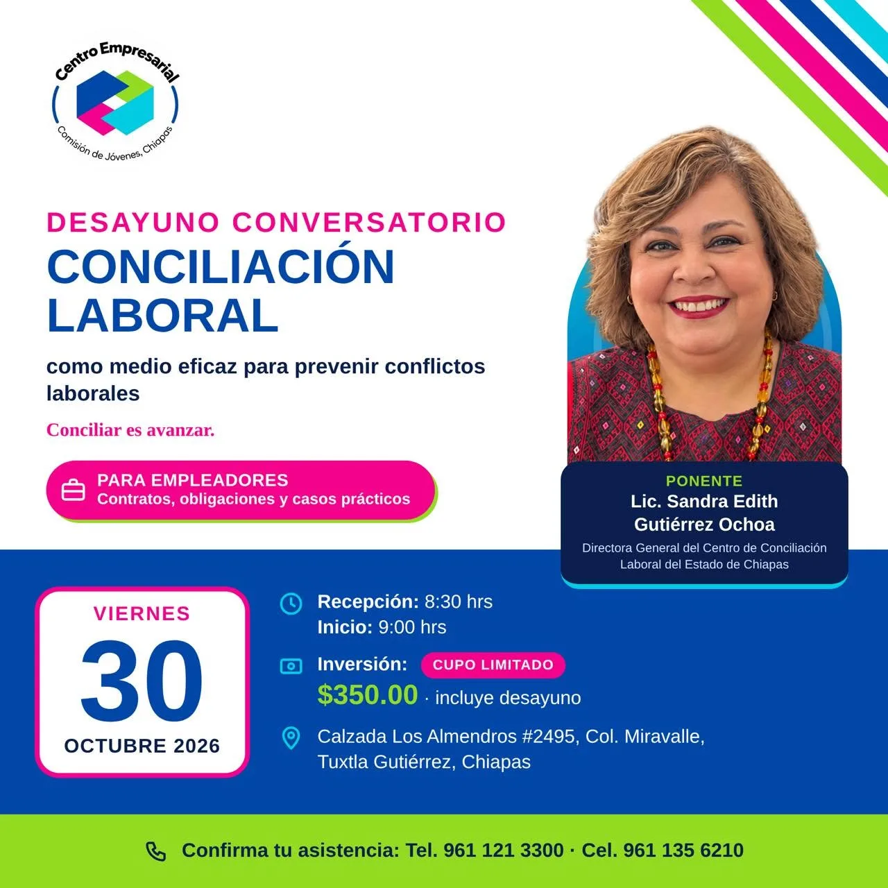 Flyer: Desayuno conversatorio Conciliación laboral